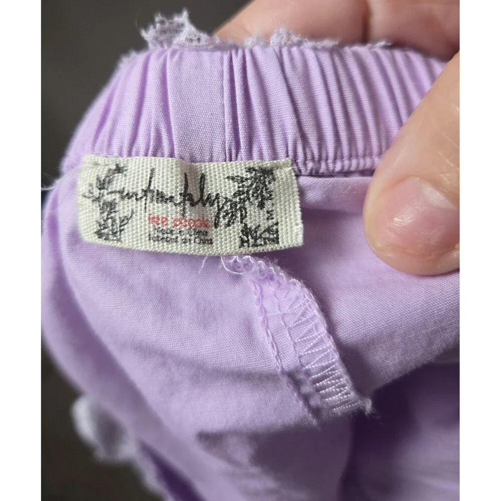Free People Intimately Ruffle Womens Shorts M Purple Ruffle Lace Trim Pajama